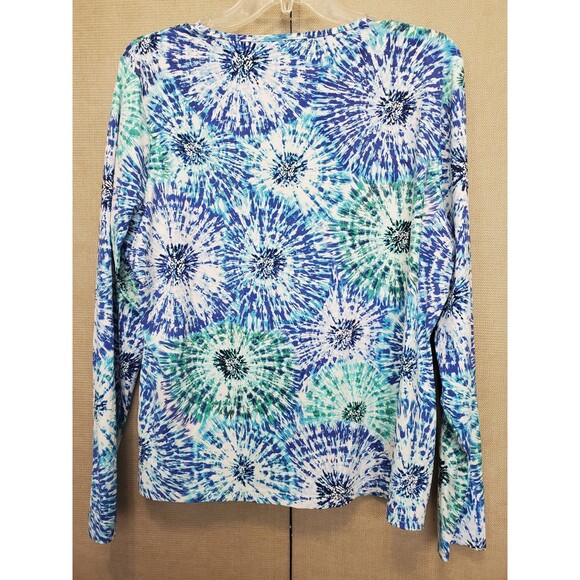 Lands' End Women's Tie-Dye Print Long Sleeve Rash Guard Swim Tee Size L (14-16) - Picture 4 of 5